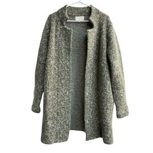 Italian Womens Sweater Coat Cardigan Duster Size M Olive Green Marl Mohair Blend